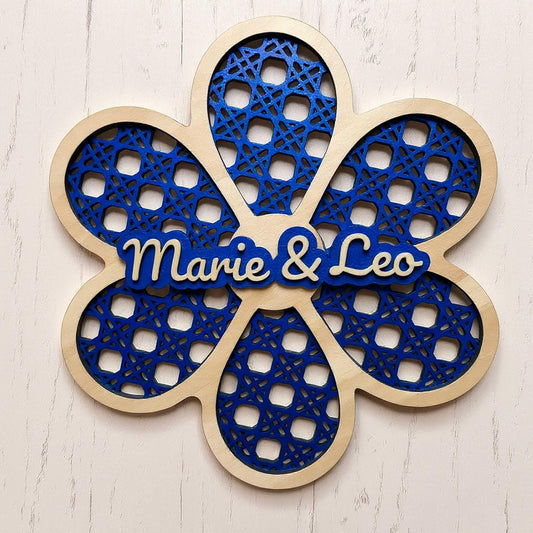Prénom en bois personnalisé – Décoration murale fleur pour chambre bébé/enfant – Découpe laser, effet relief – 11 à 25 cm – Cadeau naissance - Made In France