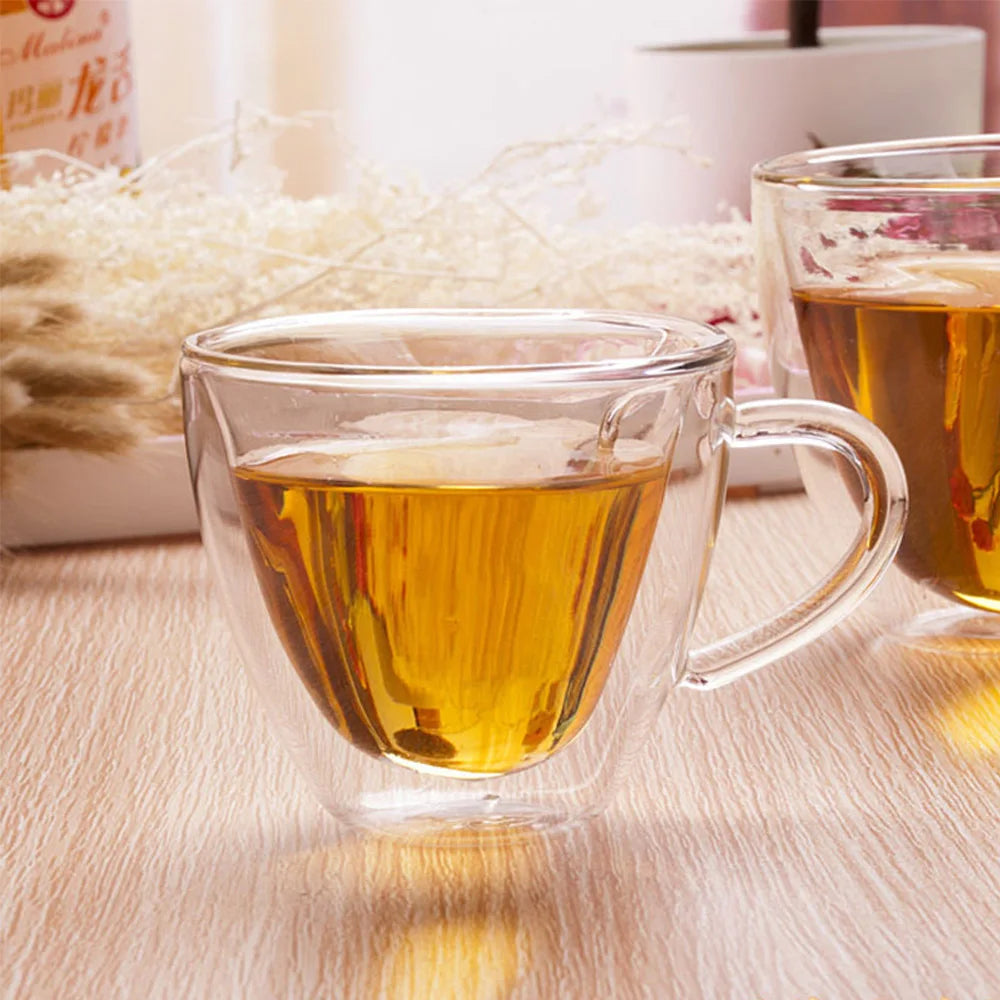 Tasse en Verre Double Paroi – Forme Cœur (180 ml / 240 ml)