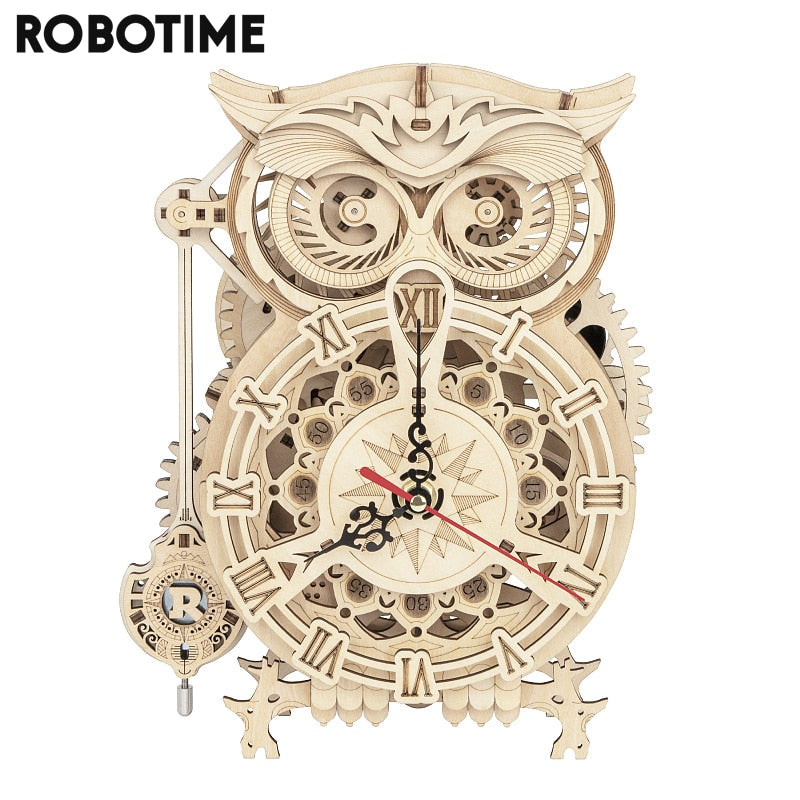 Puzzle 3D DIY en Bois – Horloge Hibou à Assembler