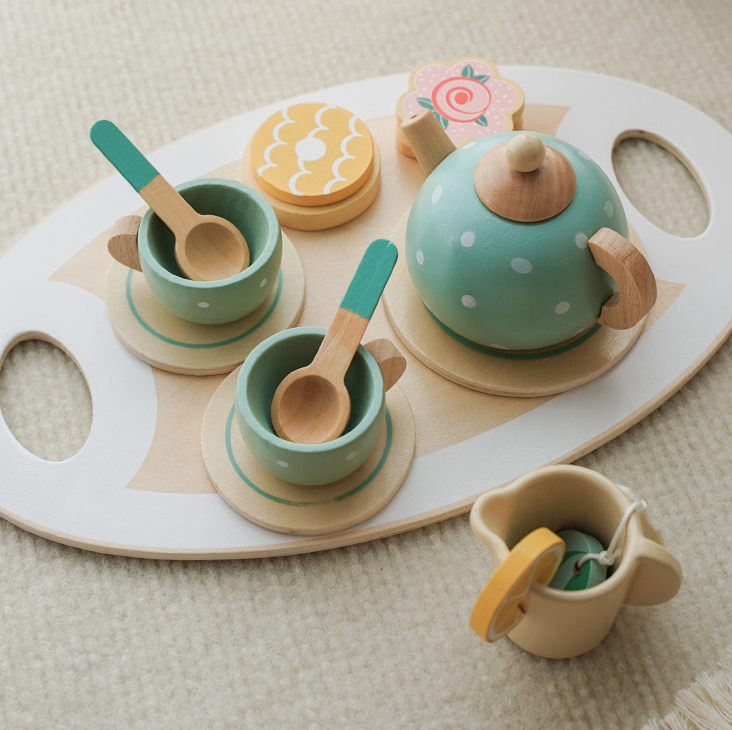 Service à thé en Bois pour Enfants – Jeu d’Imitation Éducatif et Créatif