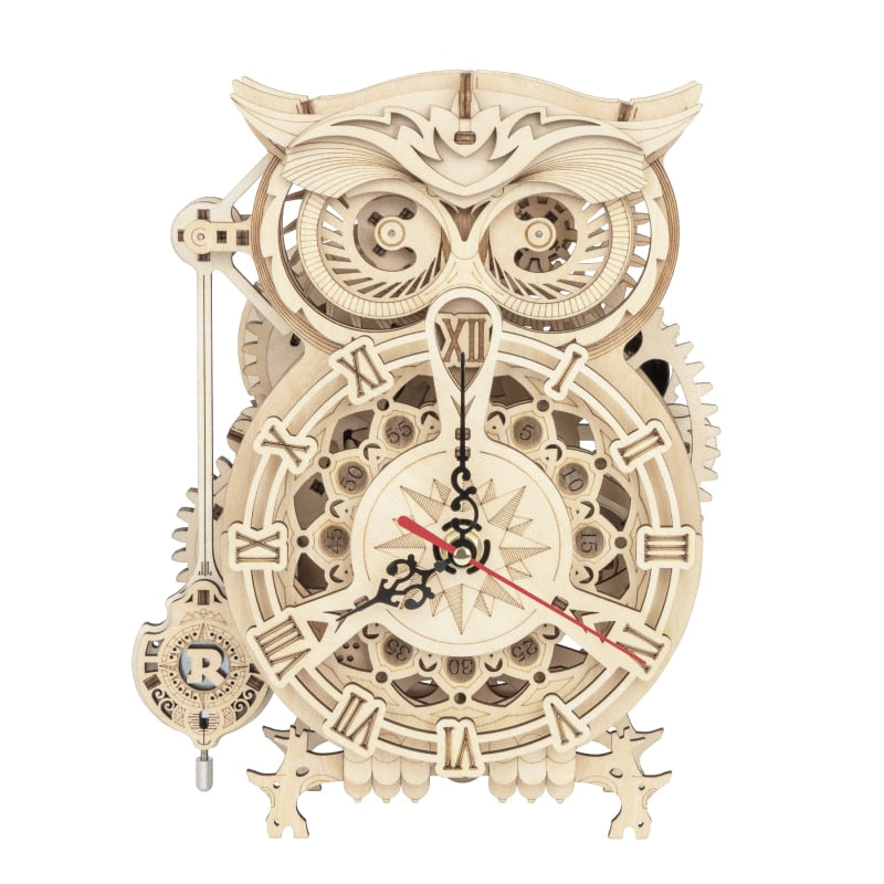 Puzzle 3D DIY en Bois – Horloge Hibou à Assembler