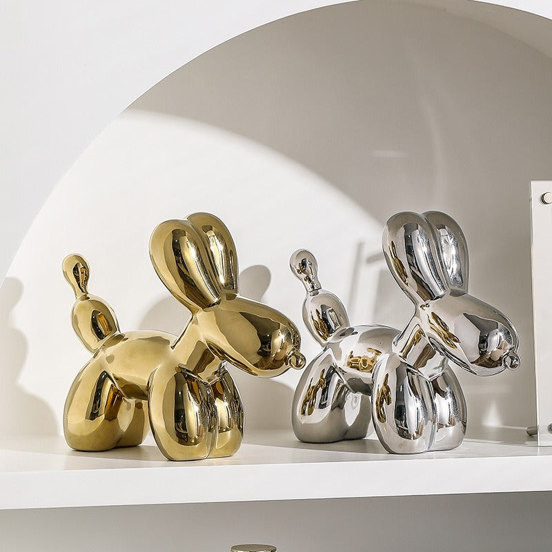 Statuette Chien Ballon – Style Nordique Luxe & Finition Électrolytique