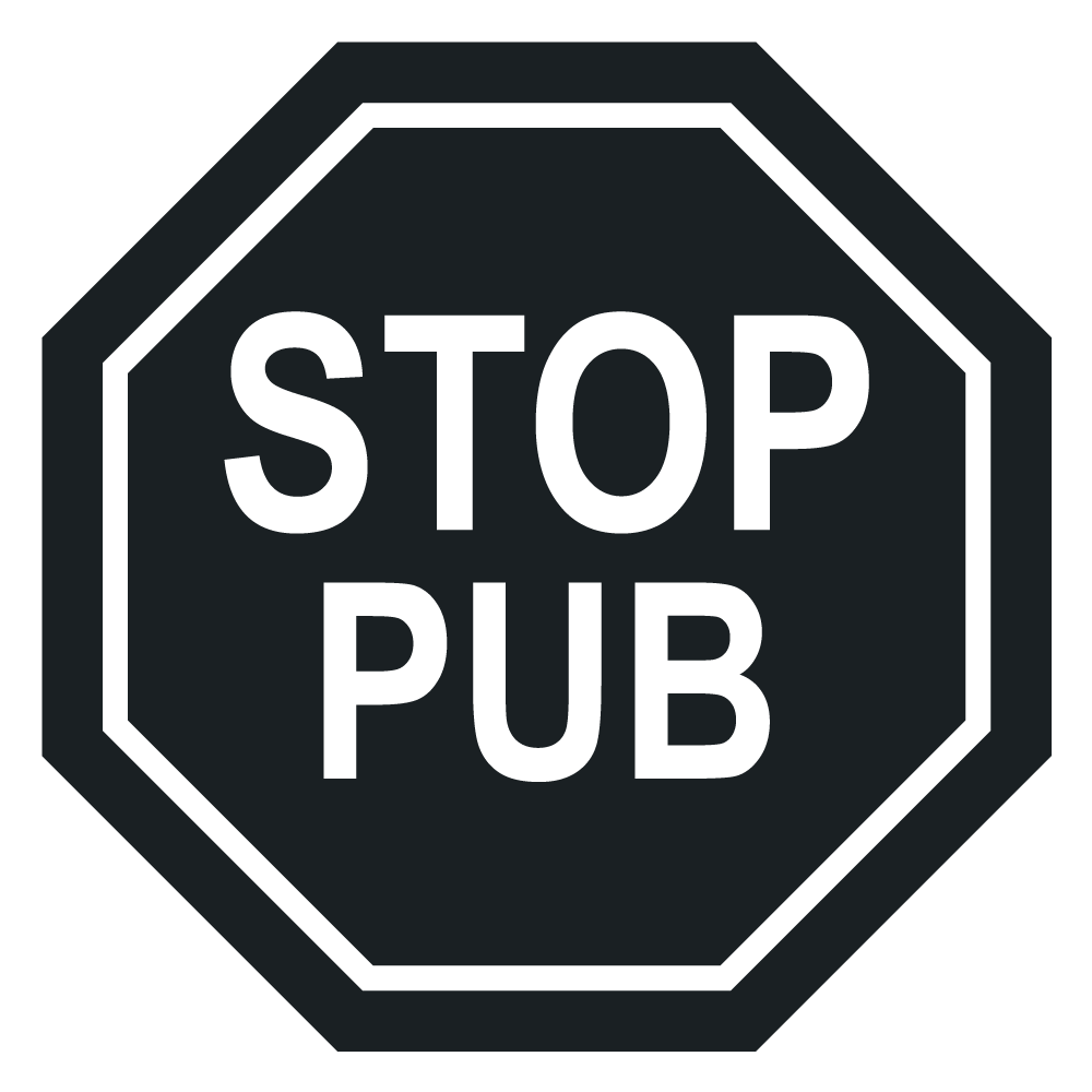 Sticker Stop Pub, sticker pour boîte aux lettres, Stop Pub Octogonal • Anti-Publicité • 6x6, 8x8, 10x10 cm • Noir ou Blanc Brillant
