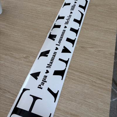 Sticker texte professionnel, lettrage découpé