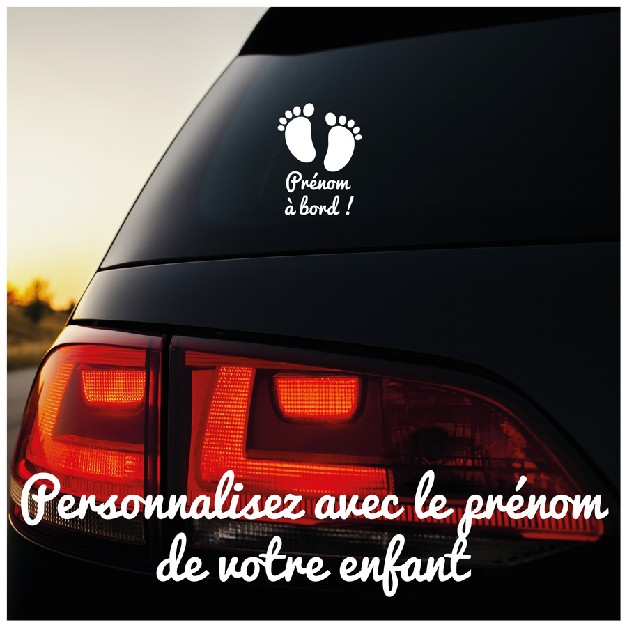 Lenidesign.fr | Autocollant Voiture Bébé Enfant à Bord Personnalisé Prénom Vinyle
