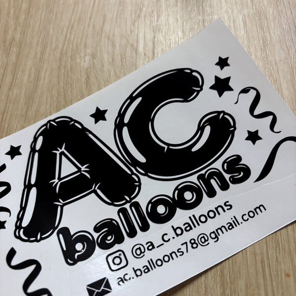 Logo AC balloons imprimé et découpé à la forme, réalisation sur mesure