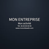 Sticker texte professionnel 4 lignes : nom, activité, téléphone, site, vinyle blanc