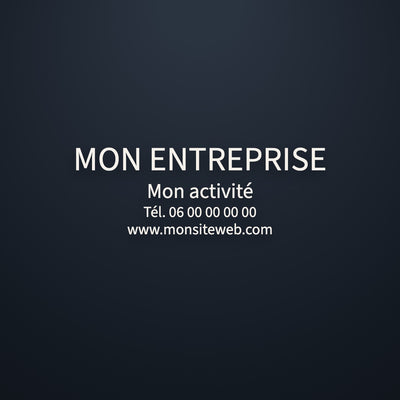 Sticker texte professionnel 4 lignes : nom, activité, téléphone, site, vinyle blanc