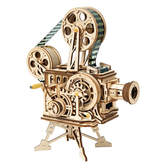Puzzle 3D DIY Vitascope en Bois – Projecteur Rétro à Manivelle