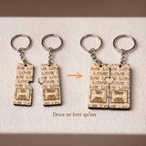 Personalisierter Schlüsselanhänger aus Holz für Paare – Herz-Duo – Gravierte Namen &amp; Datum – Geschenk zum Valentinstag, Jahrestag oder zur Hochzeit – Design