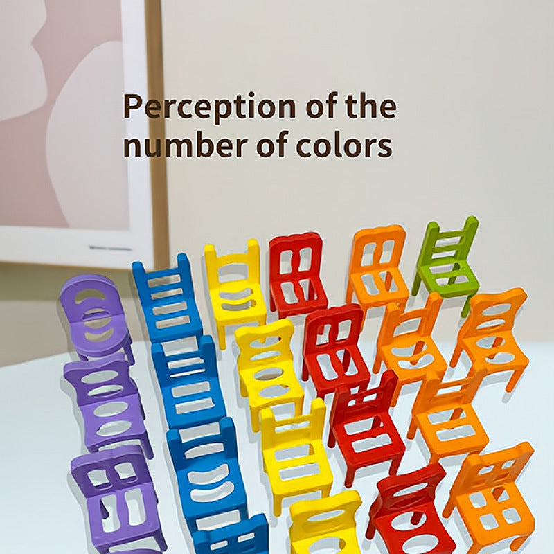 Jeu d’Équilibre – Chaises à Empiler en Couleurs (36 ou 48 pièces)