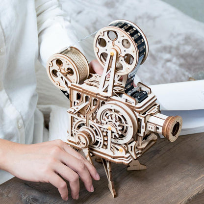 Puzzle 3D DIY Vitascope en Bois – Projecteur Rétro à Manivelle