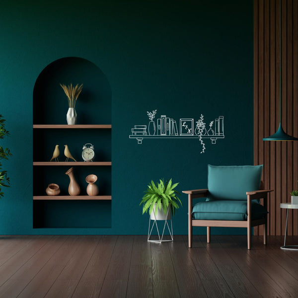 Sticker étagère murale en kit - Décoration murale adhésive – Personnalisable avec initiales – Noir & blanc – Style minimaliste