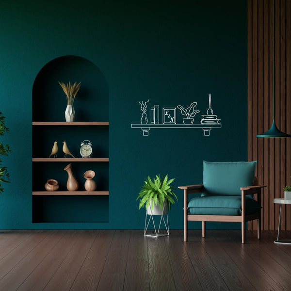 Sticker étagère murale en kit - Décoration murale adhésive – Personnalisable avec initiales – Noir & blanc – Style minimaliste