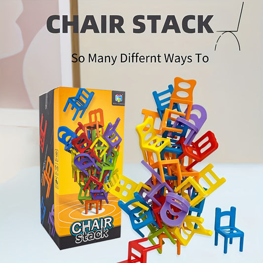 Jeu d’Équilibre – Chaises à Empiler en Couleurs (36 ou 48 pièces)