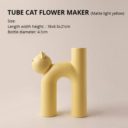 Vase chat en Céramique – Style Européen Élégant