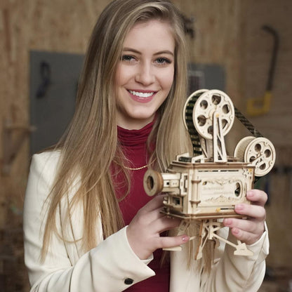 Puzzle 3D DIY Vitascope en Bois – Projecteur Rétro à Manivelle