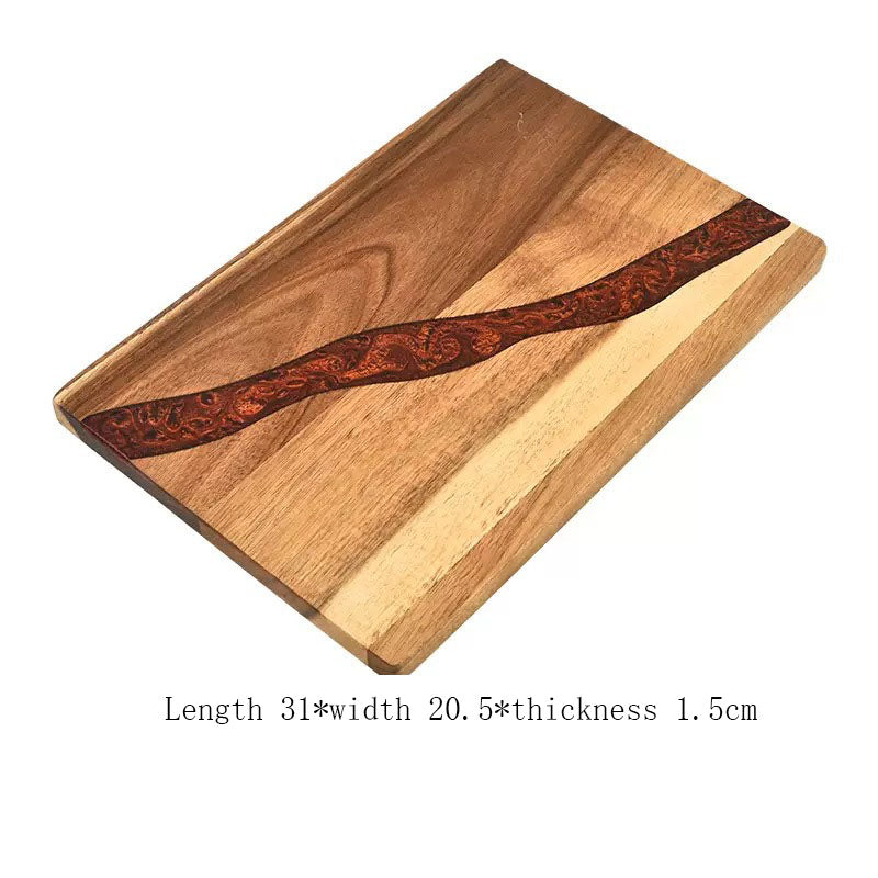 Planche à Découper et Plateau de Service – Bois d’Acacia & Résine Époxy Vagues Océaniques (31 x 20,5 cm)