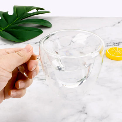 Tasse en Verre Double Paroi – Forme Cœur (180 ml / 240 ml)