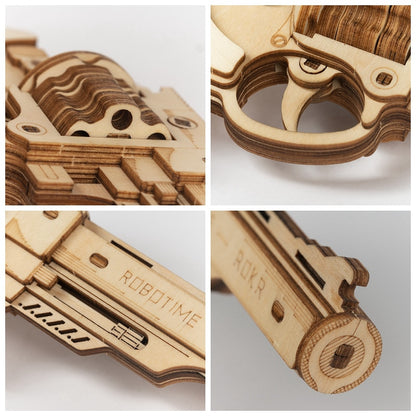Pistolet Révolver en Bois à Construire –  DIY avec Lancer d'Élastiques
