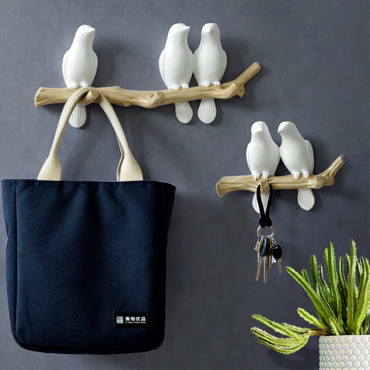 Crochets Muraux Décoratifs en Résine – Oiseaux pour Clés, Manteaux et Accessoires