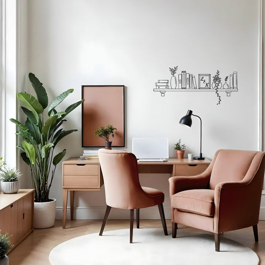 Sticker étagère murale en kit - Décoration murale adhésive – Personnalisable avec initiales – Noir & blanc – Style minimaliste