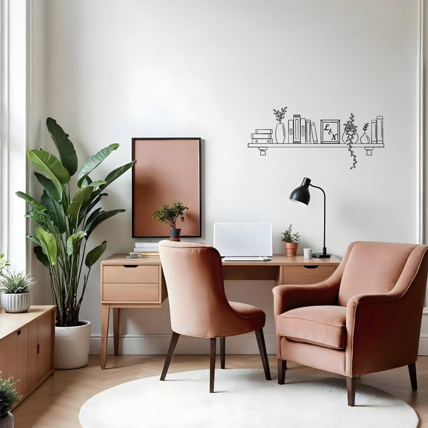 Sticker étagère murale en kit - Décoration murale adhésive – Personnalisable avec initiales – Noir & blanc – Style minimaliste