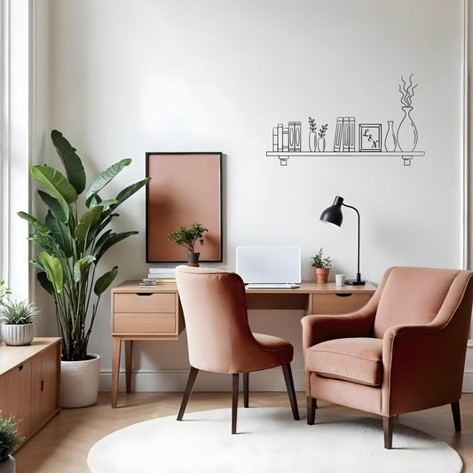 Sticker étagère murale en kit - Décoration murale adhésive – Personnalisable avec initiales – Noir & blanc – Style minimaliste (Copie) (Copie)