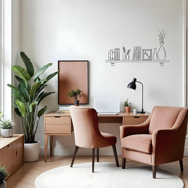 Sticker étagère murale en kit - Décoration murale adhésive – Personnalisable avec initiales – Noir & blanc – Style minimaliste