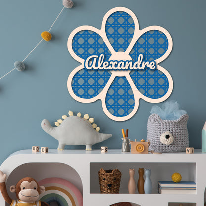 Prénom en bois personnalisé – Décoration murale fleur pour chambre bébé/enfant – Découpe laser, effet relief – 11 à 25 cm – Cadeau naissance - Made In France