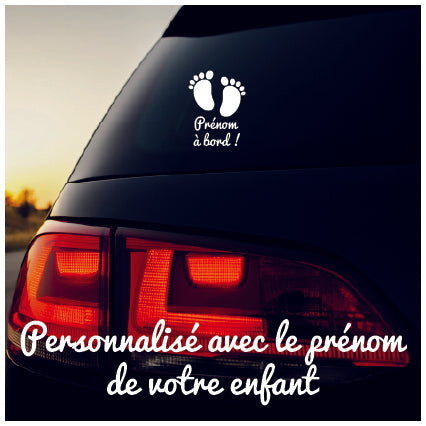 Lenidesign.fr | Autocollant Voiture Bébé Enfant à Bord Personnalisé Prénom Vinyle