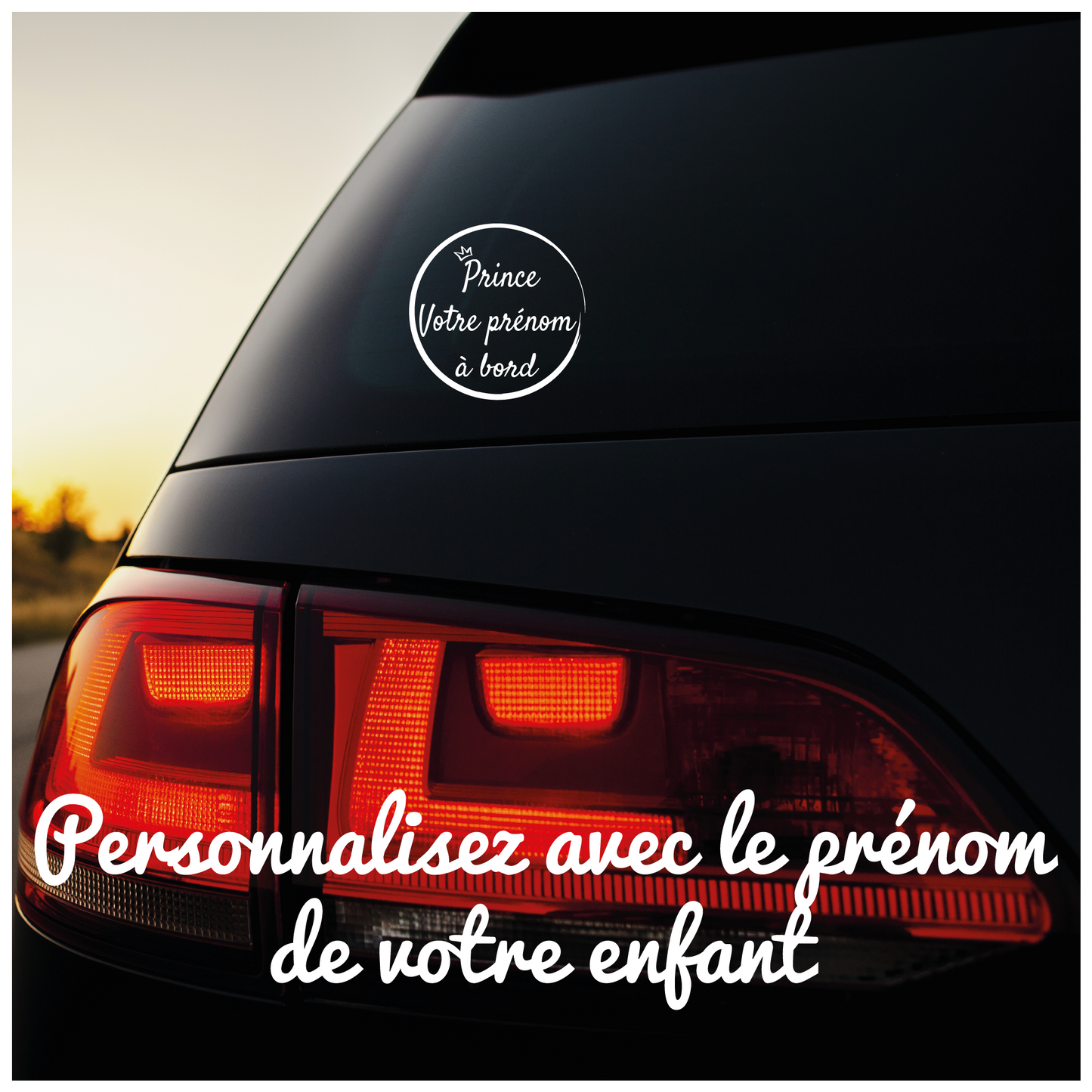 Lenidesign.fr | Sticker Voiture Bébé à Bord Personnalisé avec Prénom | Vinyle Prince ou Princesse