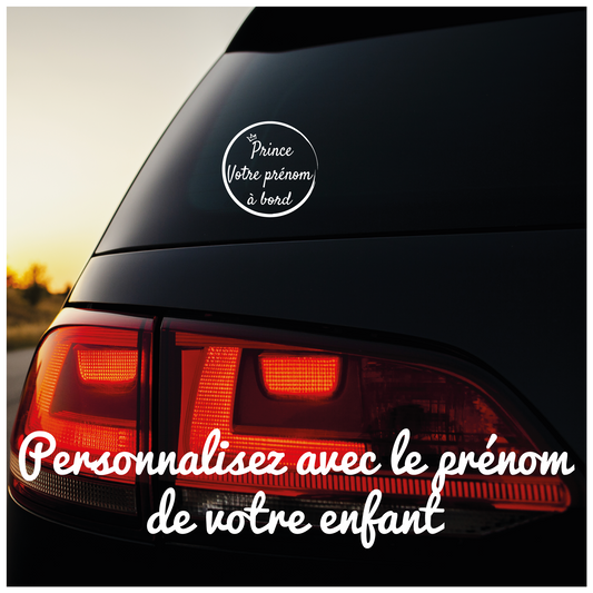 Lenidesign.fr | Sticker Voiture Bébé à Bord Personnalisé avec Prénom | Vinyle Prince ou Princesse
