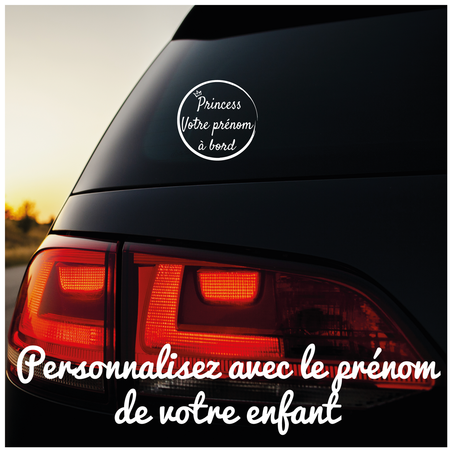 Lenidesign.fr | Sticker Voiture Bébé à Bord Personnalisé avec Prénom | Vinyle Prince ou Princesse