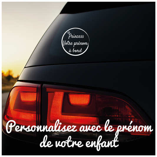Lenidesign.fr | Sticker Voiture Bébé à Bord Personnalisé avec Prénom | Vinyle Prince ou Princesse