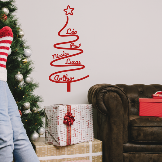 Lenidesign.fr | Sticker Sapin de Noël Personnalisé 1-5 Prénoms