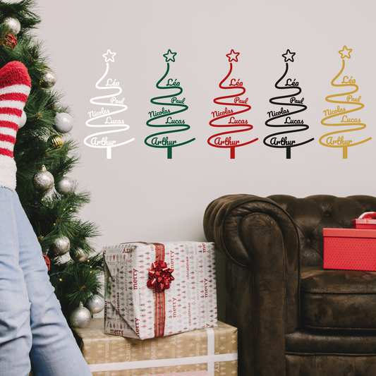 Lenidesign.fr | Sticker Sapin de Noël Personnalisé 1-5 Prénoms