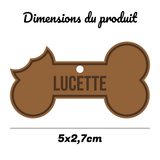 Médaille chien personnalisée en bois – Forme os ou os croqué – Gravure nom et téléphone – Médaille collier chien naturelle