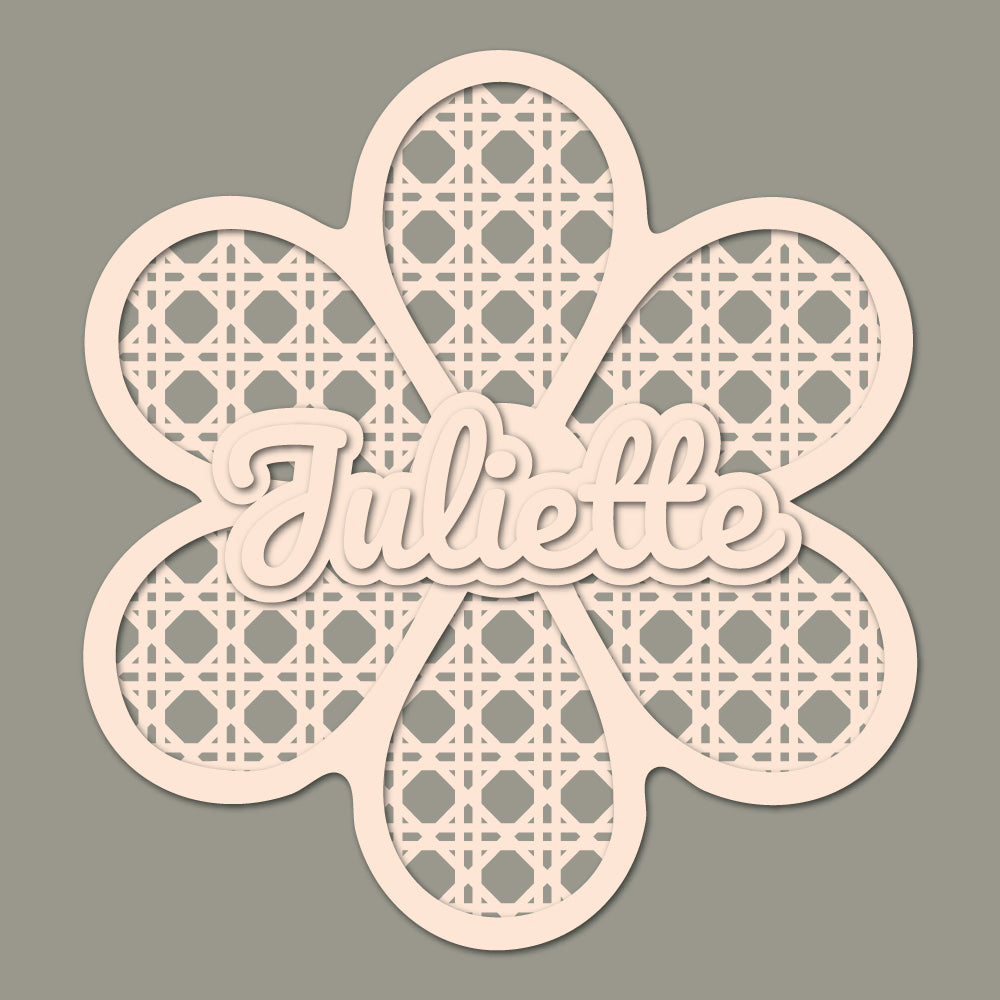 Prénom en bois personnalisé – Décoration murale fleur pour chambre bébé/enfant – Découpe laser, effet relief – 11 à 25 cm – Cadeau naissance - Made In France