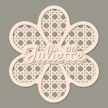 Prénom en bois personnalisé – Décoration murale fleur pour chambre bébé/enfant – Découpe laser, effet relief – 11 à 25 cm – Cadeau naissance - Made In France