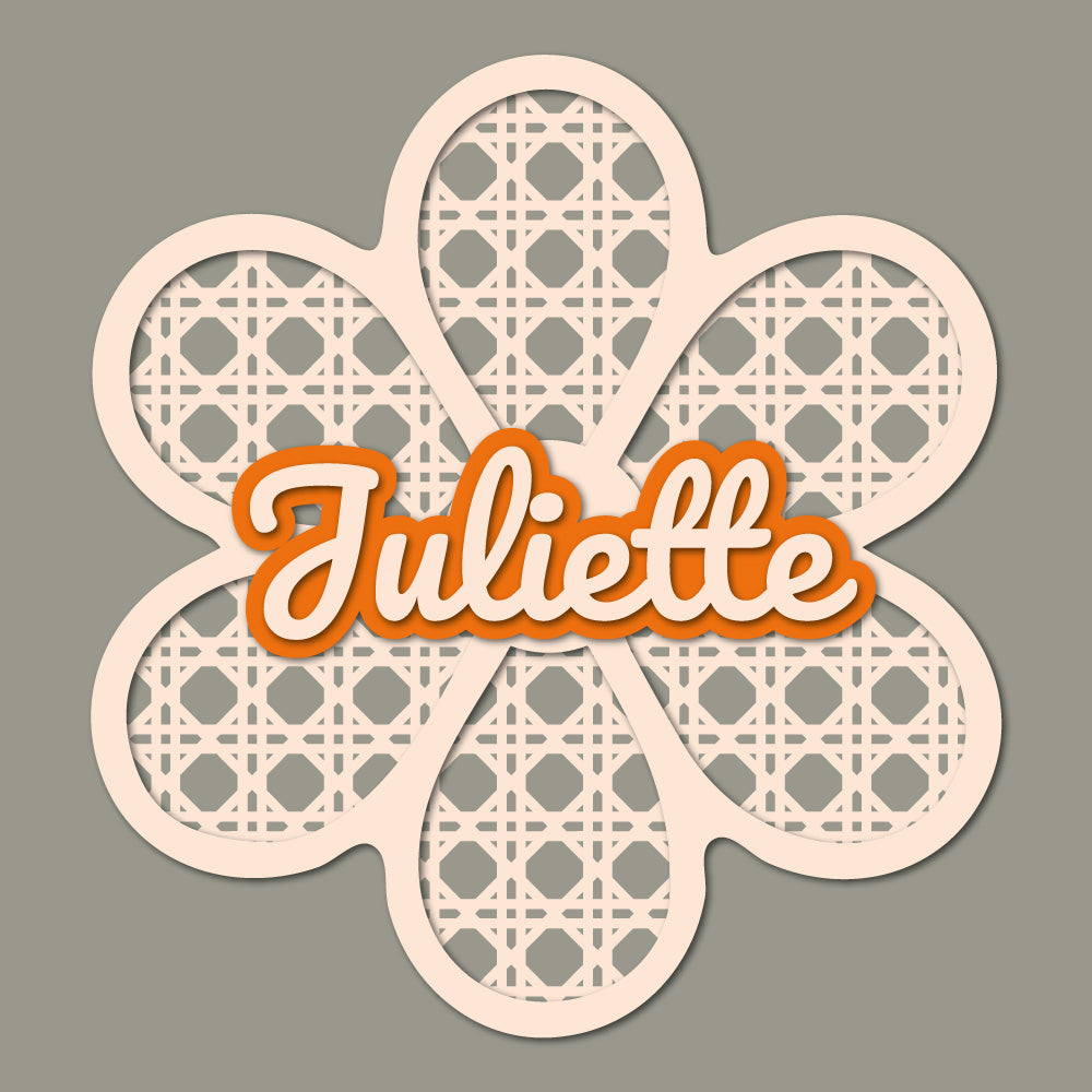 Prénom en bois personnalisé – Décoration murale fleur pour chambre bébé/enfant – Découpe laser, effet relief – 11 à 25 cm – Cadeau naissance - Made In France