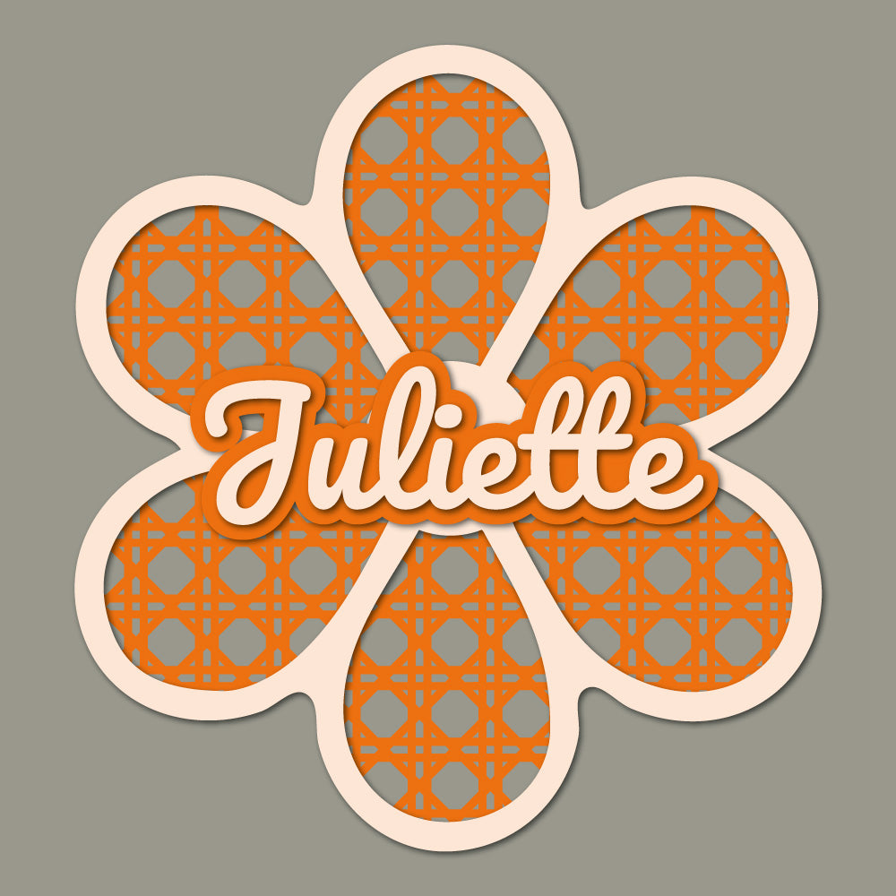 Prénom en bois personnalisé – Décoration murale fleur pour chambre bébé/enfant – Découpe laser, effet relief – 11 à 25 cm – Cadeau naissance - Made In France