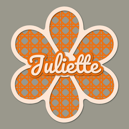 Prénom en bois personnalisé – Décoration murale fleur pour chambre bébé/enfant – Découpe laser, effet relief – 11 à 25 cm – Cadeau naissance - Made In France