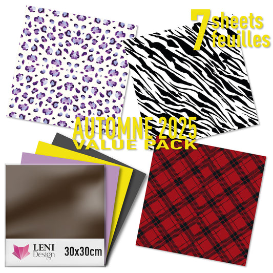 Pack Automne 2025 - Vinyle adhésif professionnel – Lot de 7 feuilles 30×30 cm