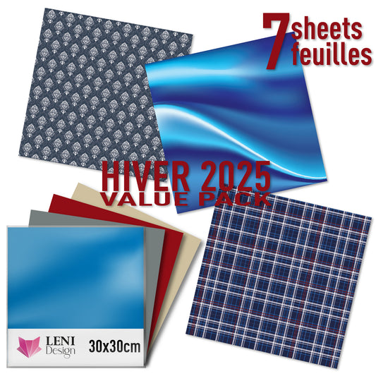 Pack Hiver 2025 - Vinyle adhésif professionnel – Lot de 7 feuilles 30×30 cm