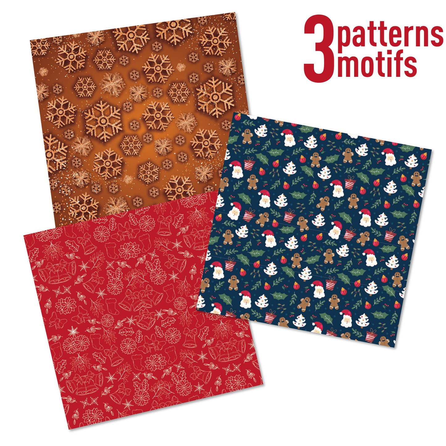 Pack Noël - Vinyle adhésif professionnel – Lot de 7 feuilles 30×30 cm