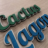 Prénoms en bois Cactus et Lagon en deux couleurs
