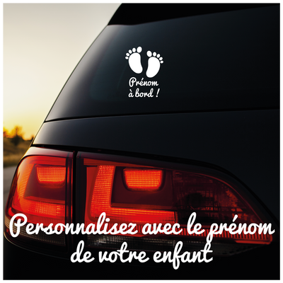 Lenidesign.fr | Personalisierter Autoaufkleber „Baby an Bord“ mit Namen – Vinyl