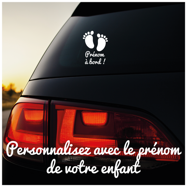 Lenidesign.fr | Autocollant Voiture Bébé Enfant à Bord Personnalisé Prénom Vinyle