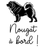 Exemple de sticker chien à bord : silhouette d'Eurasier et prénom Nougat
